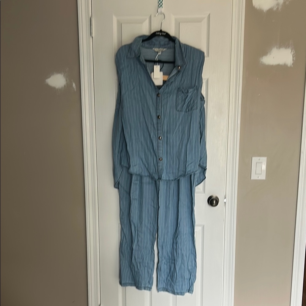 Blue Button-Up Pajama Set